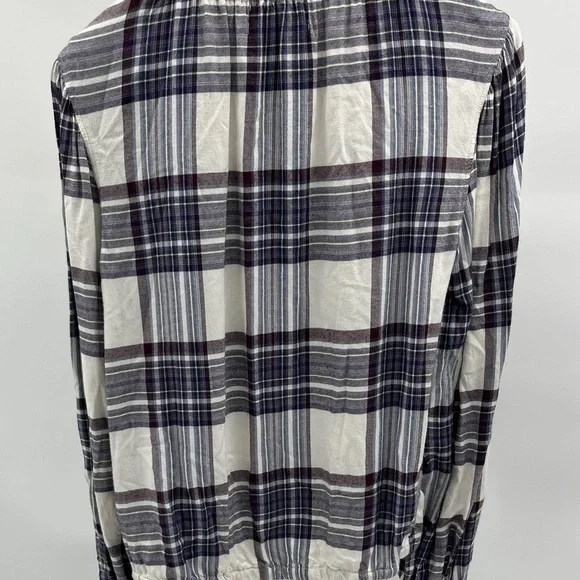 Anthropologie Cloth & Stone  Glacier Plaid Blouse - Size Small - Picture 6 of 10